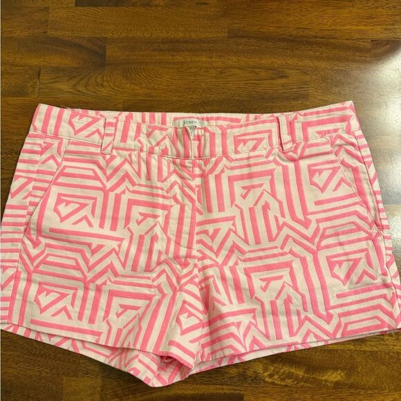 J. Crew Sz 8 High Waist Pink Geometric Shorts - Picture 1 of 4
